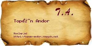 Topán Andor névjegykártya